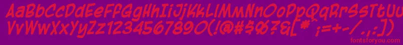 BlambotCasualBolditalic-Schriftart – Rote Schriften auf violettem Hintergrund