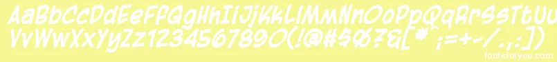 BlambotCasualBolditalic Font – White Fonts on Yellow Background