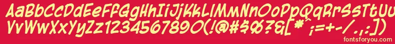 BlambotCasualBolditalic Font – Yellow Fonts on Red Background