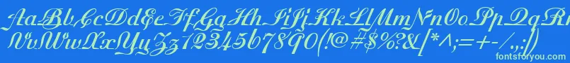 MadisonianBold-Schriftart – Grüne Schriften auf blauem Hintergrund