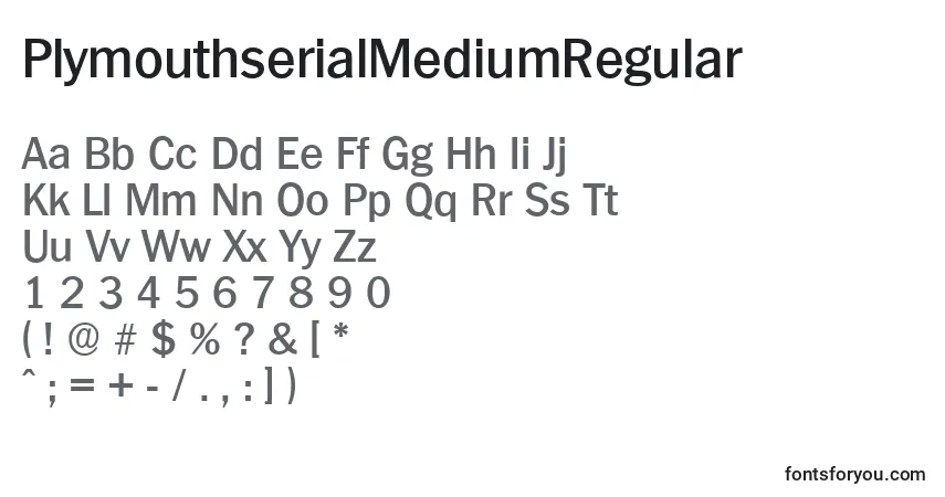 A fonte PlymouthserialMediumRegular – alfabeto, números, caracteres especiais