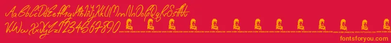 WishingWell Font – Orange Fonts on Red Background