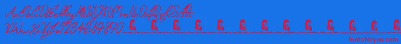 WishingWell-fontti – punaiset fontit sinisellä taustalla