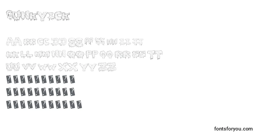 Gunkyick Font – alphabet, numbers, special characters