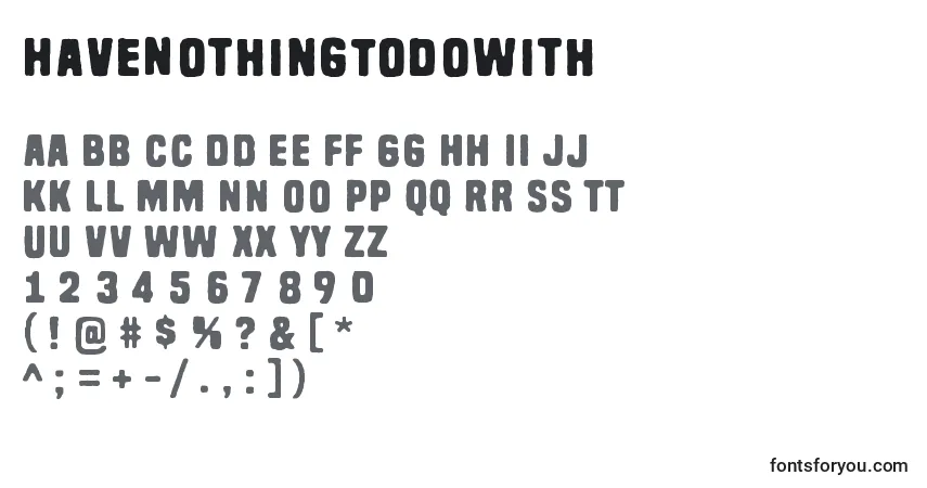 A fonte HaveNothingToDoWith – alfabeto, números, caracteres especiais
