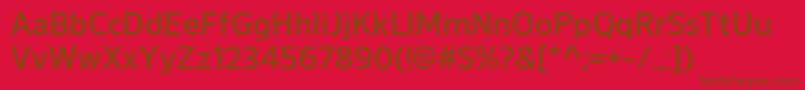 NuorderDemibold-Schriftart – Braune Schriften auf rotem Hintergrund