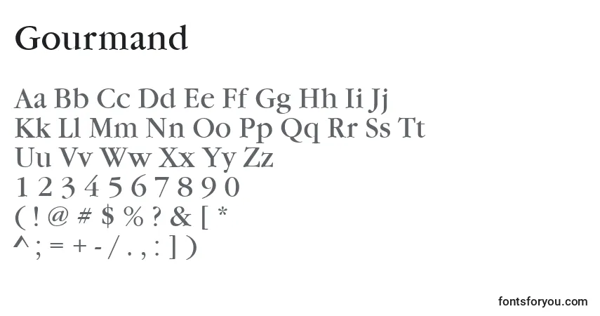 A fonte Gourmand – alfabeto, números, caracteres especiais