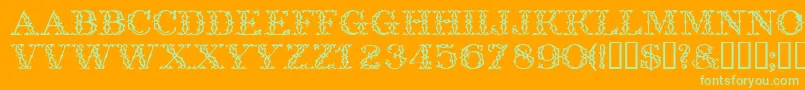 Trellisdisplaycapsssk Font – Green Fonts on Orange Background