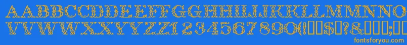 Trellisdisplaycapsssk Font – Orange Fonts on Blue Background