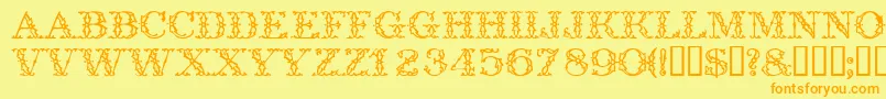 Więcej informacji o czcionce Trellisdisplaycapsssk Czcionka Trellisdisplaycapsssk – pomarańczowe czcionki na żółtym tle
