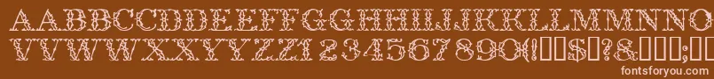 Trellisdisplaycapsssk Font – Pink Fonts on Brown Background