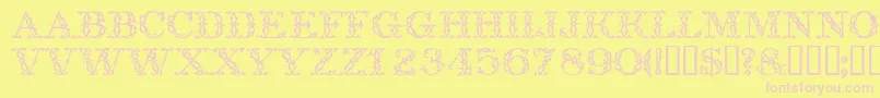 Trellisdisplaycapsssk Font – Pink Fonts on Yellow Background