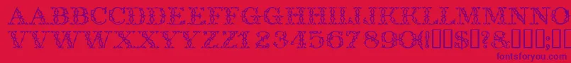 Trellisdisplaycapsssk-Schriftart – Violette Schriften auf rotem Hintergrund