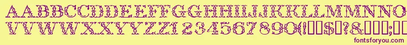 Trellisdisplaycapsssk Font – Purple Fonts on Yellow Background