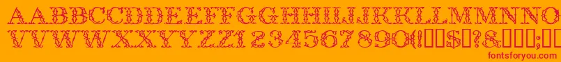 フォントTrellisdisplaycapsssk – オレンジの背景に赤い文字