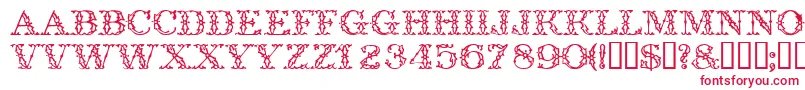 フォントTrellisdisplaycapsssk – 白い背景に赤い文字