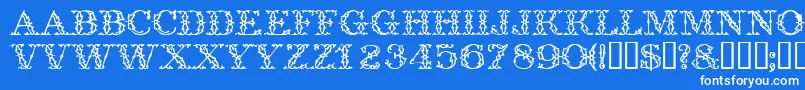 Trellisdisplaycapsssk Font – White Fonts on Blue Background