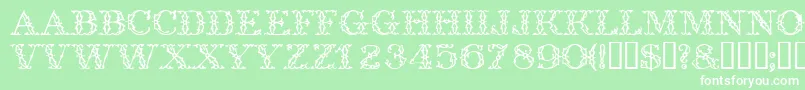 フォントTrellisdisplaycapsssk – 緑の背景に白い文字