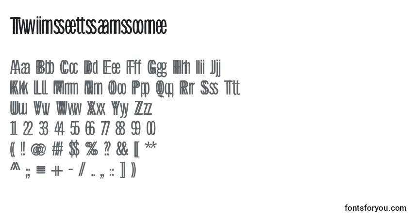 Шрифт Twinsetsansone – алфавит, цифры, специальные символы