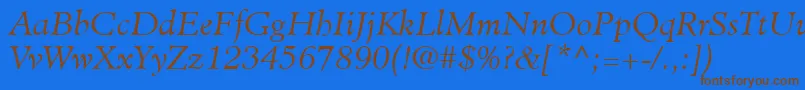 MinisterLtLightItalic Font – Brown Fonts on Blue Background