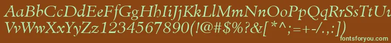 MinisterLtLightItalic Font – Green Fonts on Brown Background