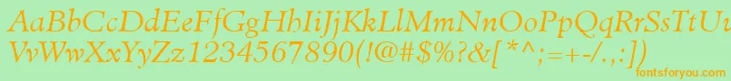 MinisterLtLightItalic Font – Orange Fonts on Green Background