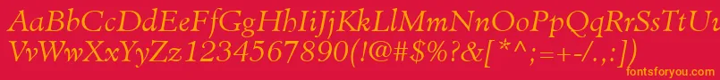 MinisterLtLightItalic Font – Orange Fonts on Red Background