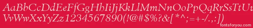 MinisterLtLightItalic Font – Pink Fonts on Red Background