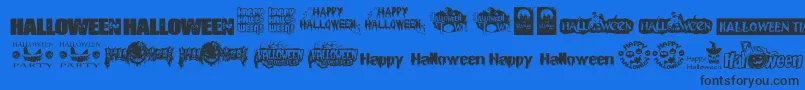 HalloweenLogo-Schriftart – Schwarze Schriften auf blauem Hintergrund