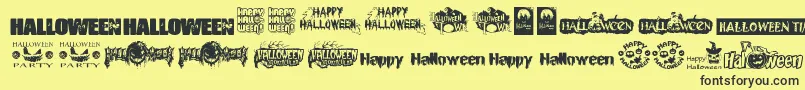 HalloweenLogo-Schriftart – Schwarze Schriften auf gelbem Hintergrund