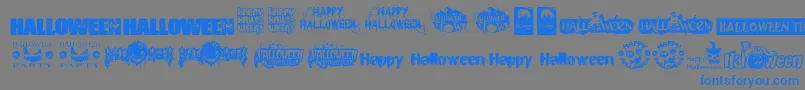 HalloweenLogo-Schriftart – Blaue Schriften auf grauem Hintergrund