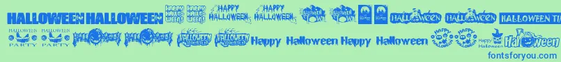 HalloweenLogo Font – Blue Fonts on Green Background