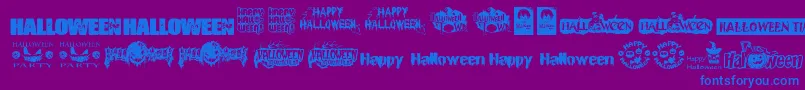 Fonte HalloweenLogo – fontes azuis em um fundo violeta