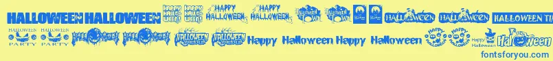 HalloweenLogo Font – Blue Fonts on Yellow Background