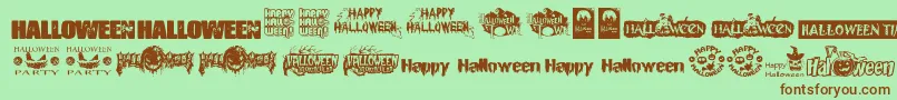 HalloweenLogo-Schriftart – Braune Schriften auf grünem Hintergrund