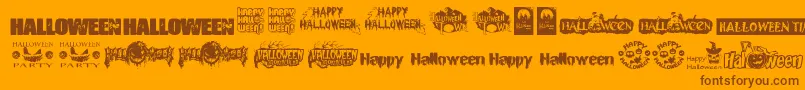 HalloweenLogo-Schriftart – Braune Schriften auf orangefarbenem Hintergrund