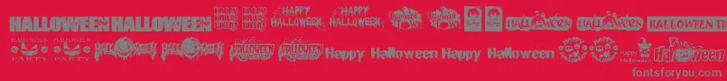 Saiba mais sobre a fonte HalloweenLogo Fonte HalloweenLogo – fontes cinzas em um fundo vermelho