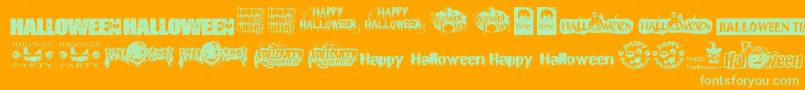 Подробнее о шрифте HalloweenLogo Шрифт HalloweenLogo – зелёные шрифты на оранжевом фоне