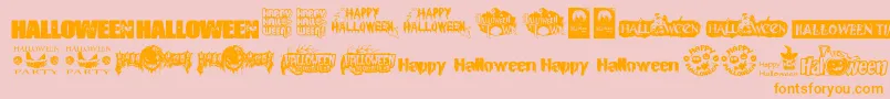 フォントHalloweenLogo – オレンジの文字がピンクの背景にあります。