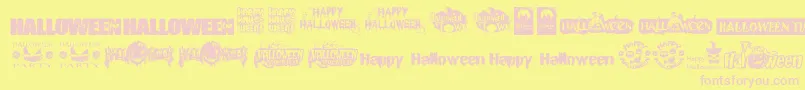 HalloweenLogo-fontti – vaaleanpunaiset fontit keltaisella taustalla