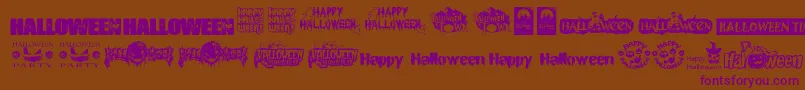 HalloweenLogo-Schriftart – Violette Schriften auf braunem Hintergrund