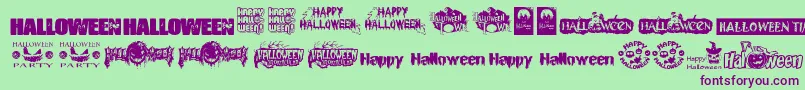 fuente HalloweenLogo – Fuentes Moradas Sobre Fondo Verde