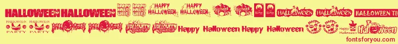 HalloweenLogo-Schriftart – Rote Schriften auf gelbem Hintergrund