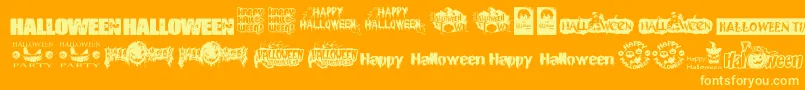 HalloweenLogo-Schriftart – Gelbe Schriften auf orangefarbenem Hintergrund