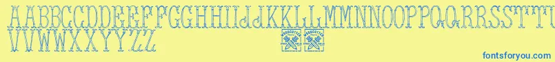 TowerOfLondon Font – Blue Fonts on Yellow Background