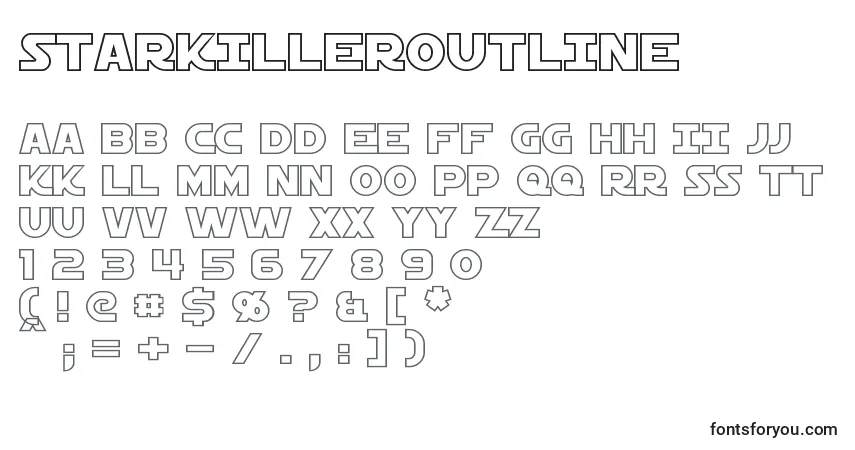 Schriftart StarkillerOutline – Alphabet, Zahlen, spezielle Symbole