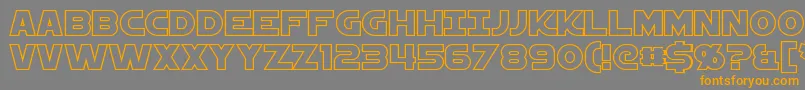 フォントStarkillerOutline – オレンジの文字は灰色の背景にあります。