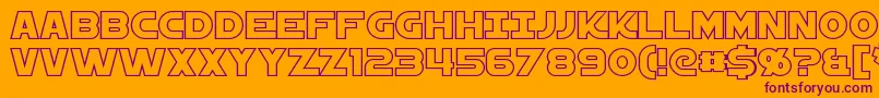 StarkillerOutline-Schriftart – Violette Schriften auf orangefarbenem Hintergrund