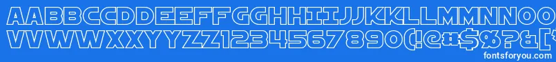 StarkillerOutline-Schriftart – Weiße Schriften auf blauem Hintergrund