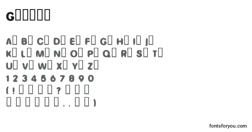 Czcionka Ginger – alfabet, cyfry, specjalne znaki